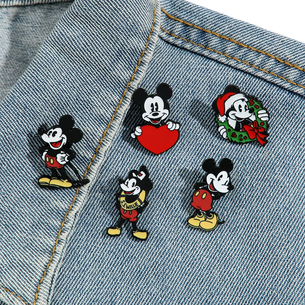 5 Pcs Mickey Mouse Enamel Pin Brooch Set