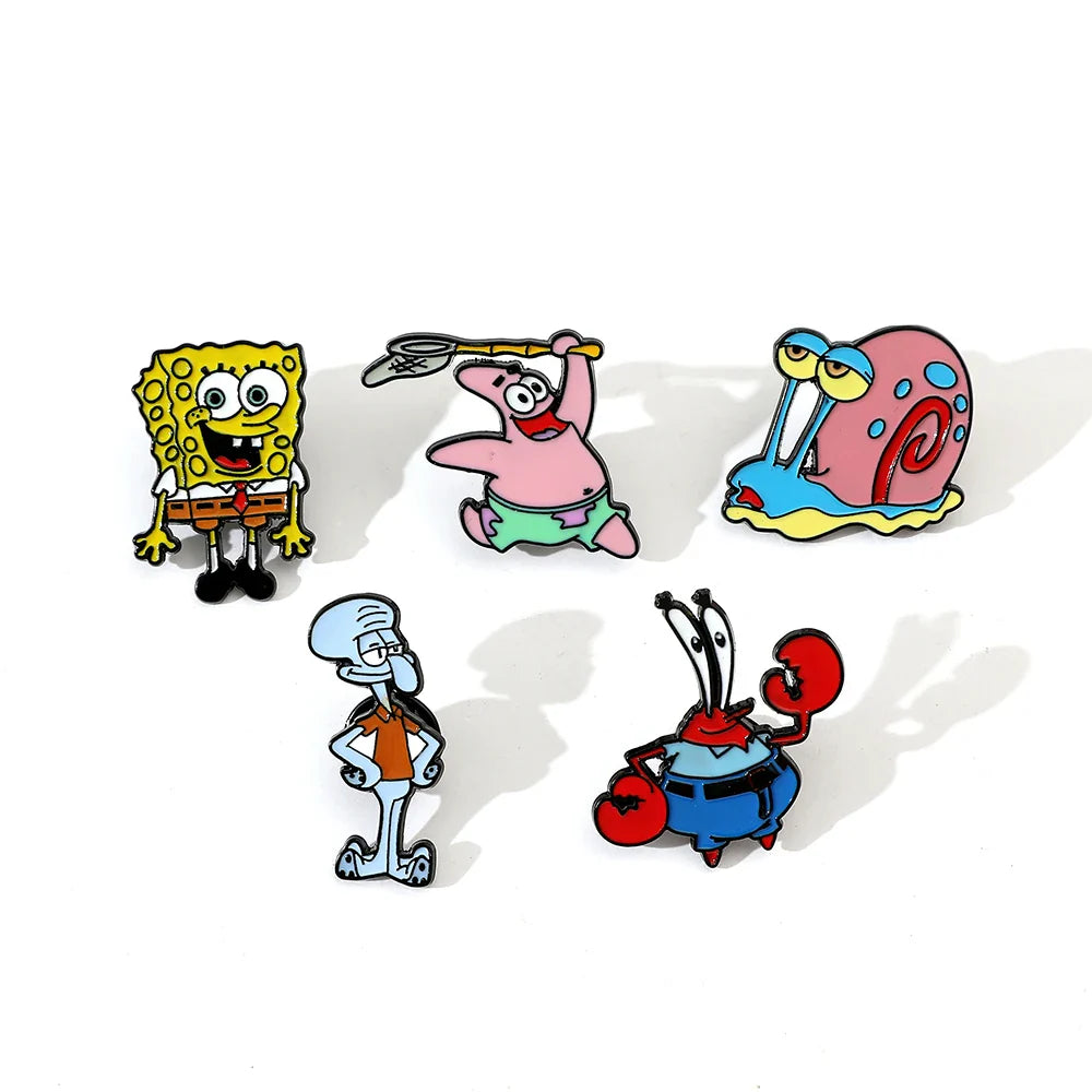 5 Pcs Gary the Snail Enamel Pin Anime Brooch Set