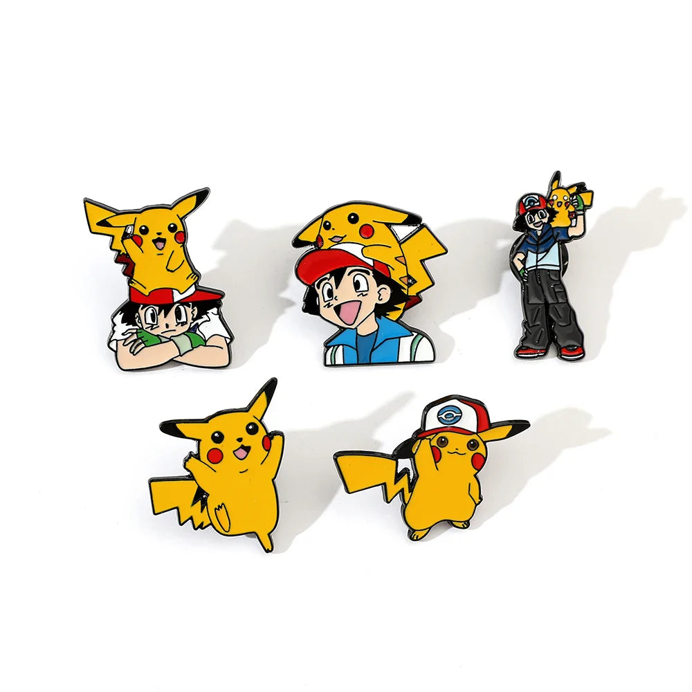 5 Pcs Pokemon Pikachu Brooch Set Metal Badge Accessories