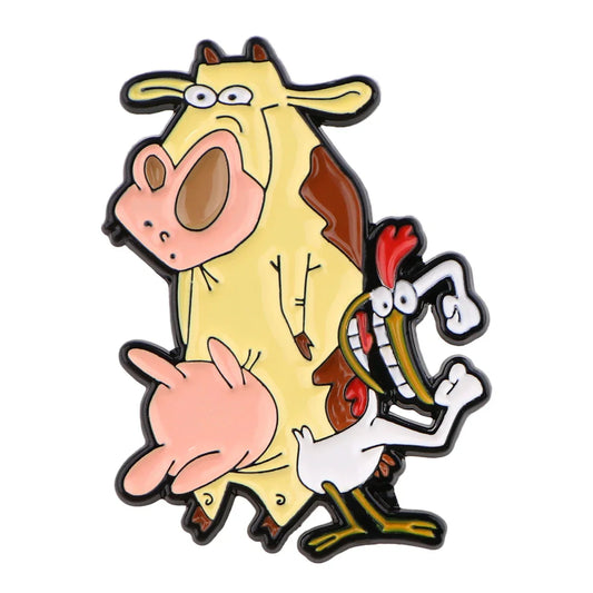 Anime Cow and Chicken Enamel Pins Brooches Badges Lapel Pins Cartoon Jewelry Accessories