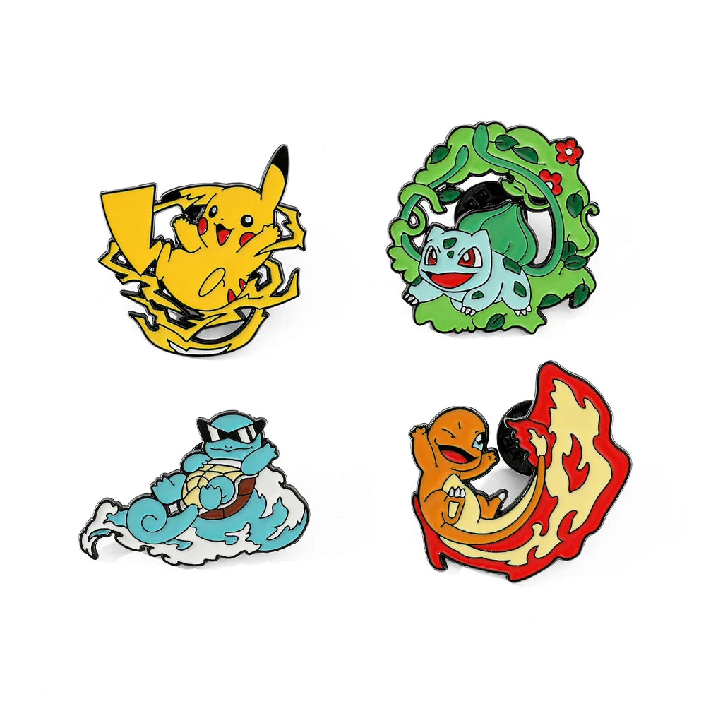 4 Pcs Cartoon Pocket Monsters Enamel Brooch Bag Accessories