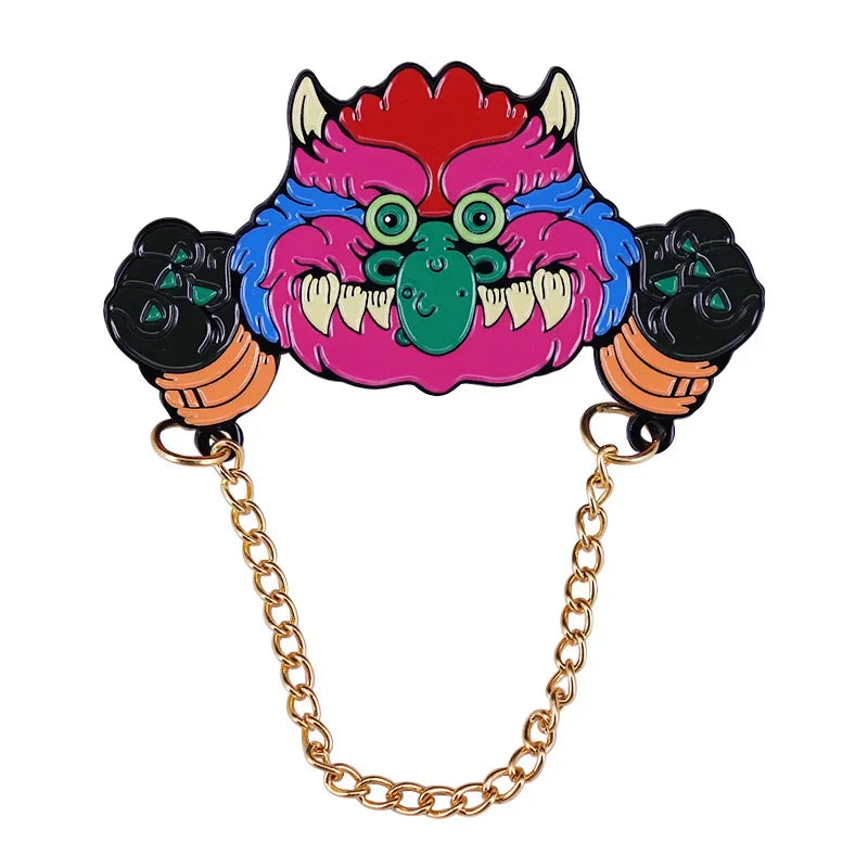 80s Nostalgic Cartoon Monster Pin Badge for Jacket or Backpack