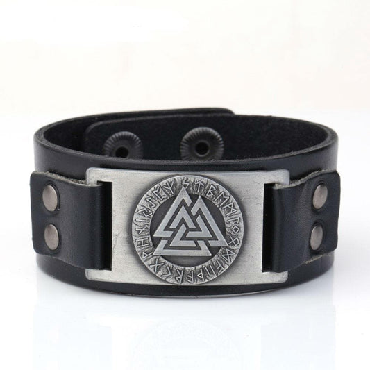 Vikings Valknut Leather Arm Cuff