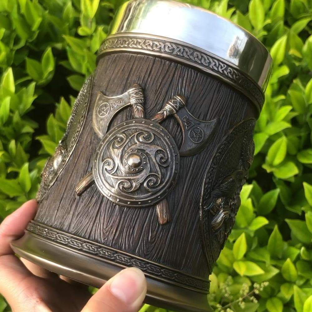 Ancient Treasures' Viking Thor and Odin Heavy Stainless Steel Tankard Mug