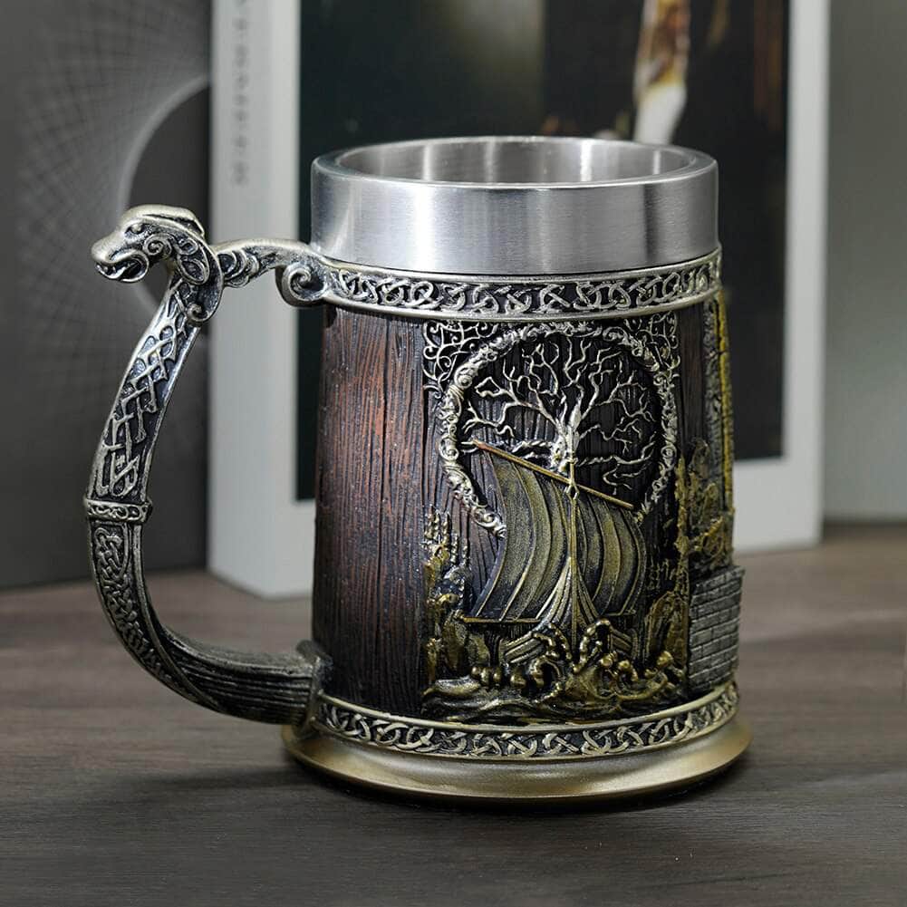 Viking Valhalla Storm Heavy Stainless Steel Tankard Mug