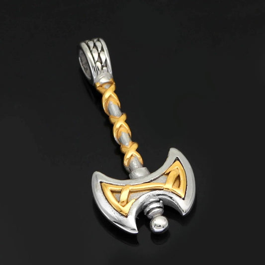 Vikings Axe Celtic Knot Stainless Steel Necklace