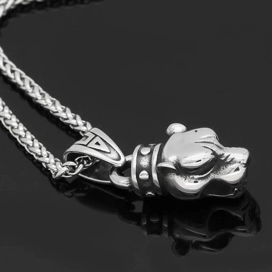 Vikings Fenrir Head Stainless Steel Pendant Necklace