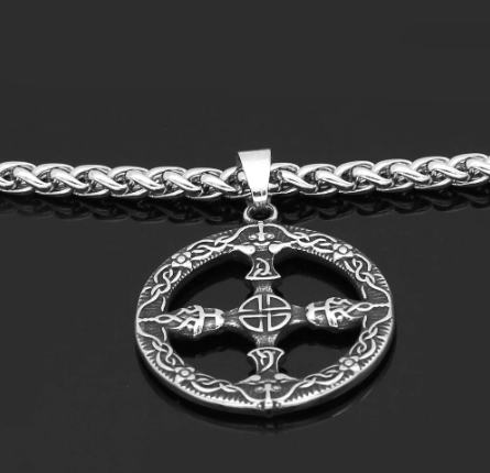 Celtic Shield Knot and Cross Stainless Steel Necklace