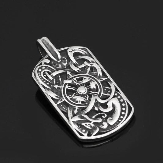 Vikings Compass Dog Tag Stainless Steel Necklace