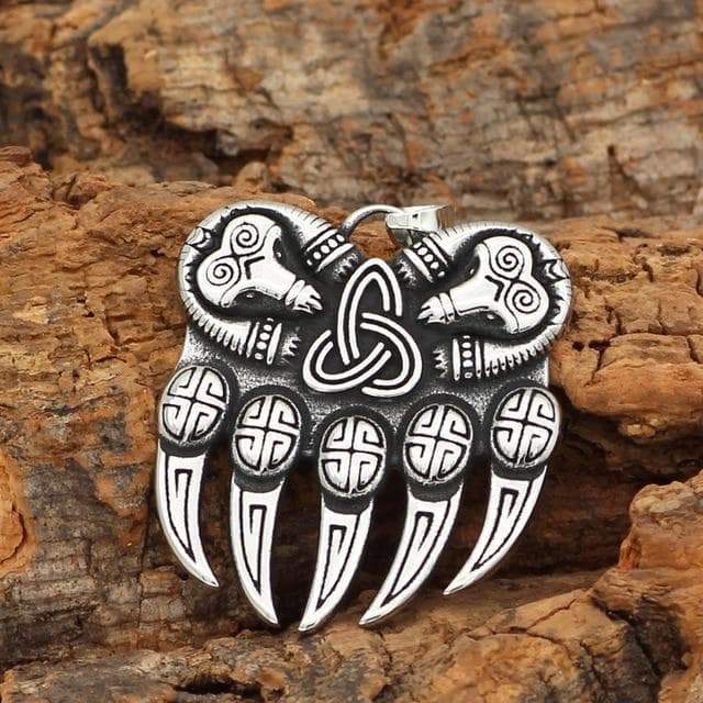Vikings Bear Paw Stainless Steel Pendant Necklace