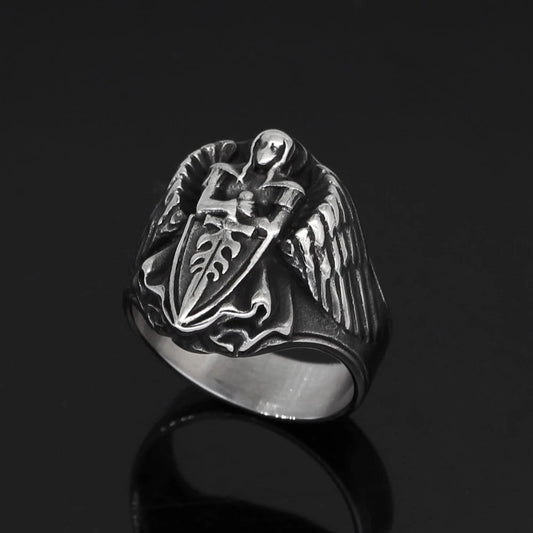 Roman St.Michael Archangel Stainless Steel Ring