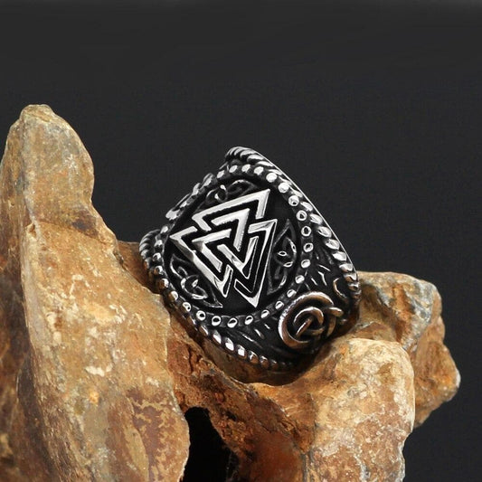 Viking Nordic Valknut Solid Stainless Steel Ring