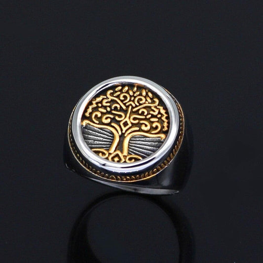 Viking Tree of Life Solid Stainless Steel Ring