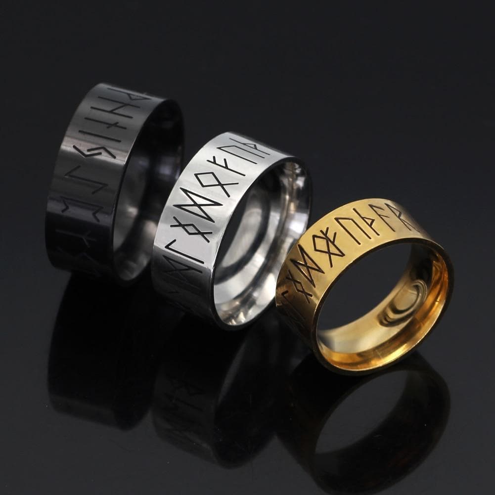 Viking Runes Alphabet 316L Grade Stainless Steel Ring