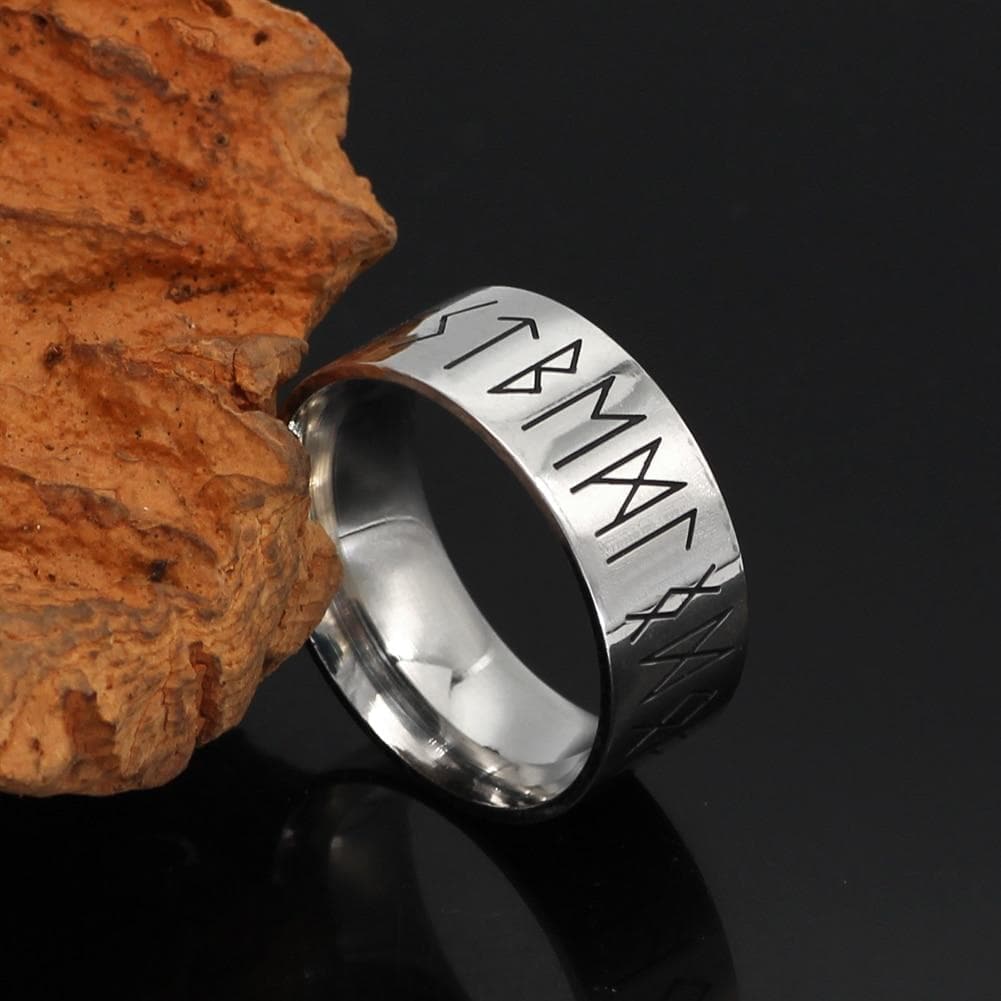 Viking Runes Alphabet 316L Grade Stainless Steel Ring