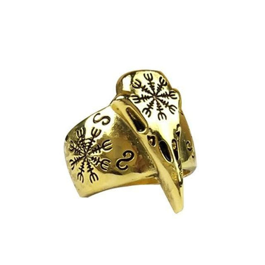 Vikings Aegishjalmur Raven Skull Ring