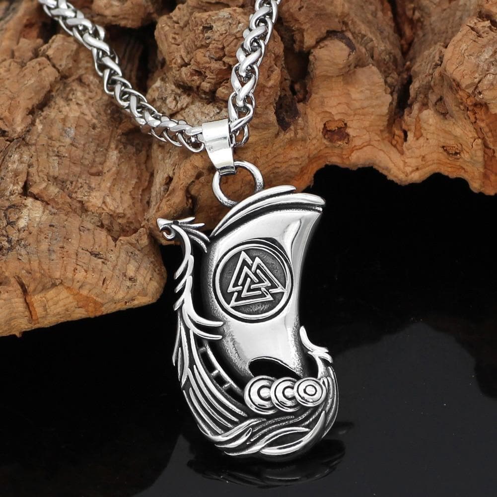 Viking Valknut Ship Necklace