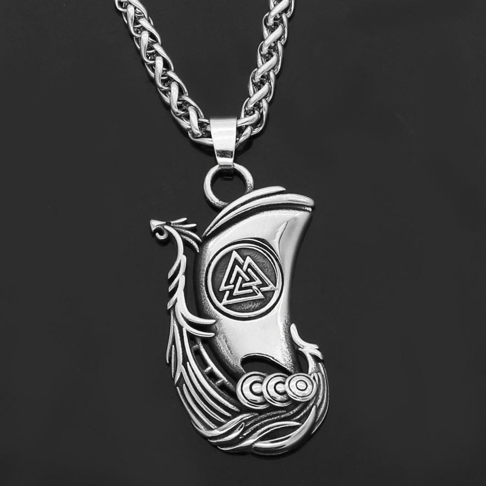 Viking Valknut Ship Necklace