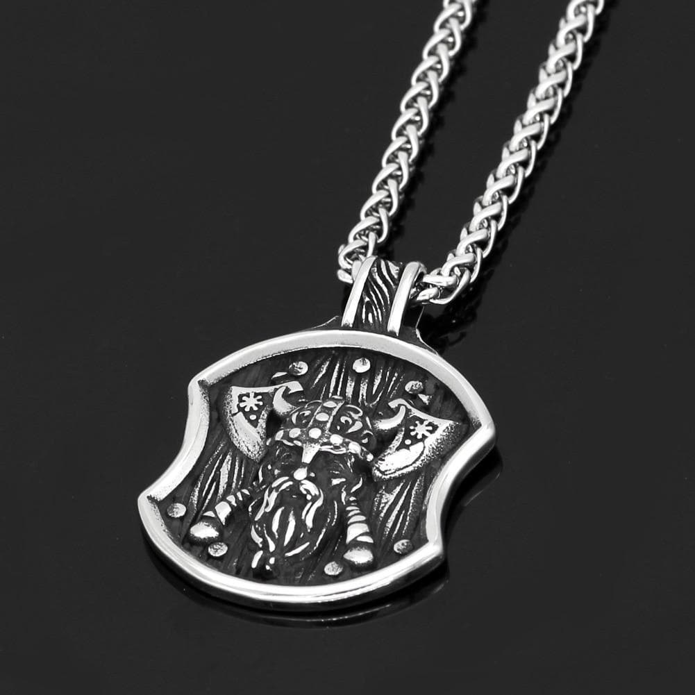 Viking Odin Shield Axe Warrior Necklace