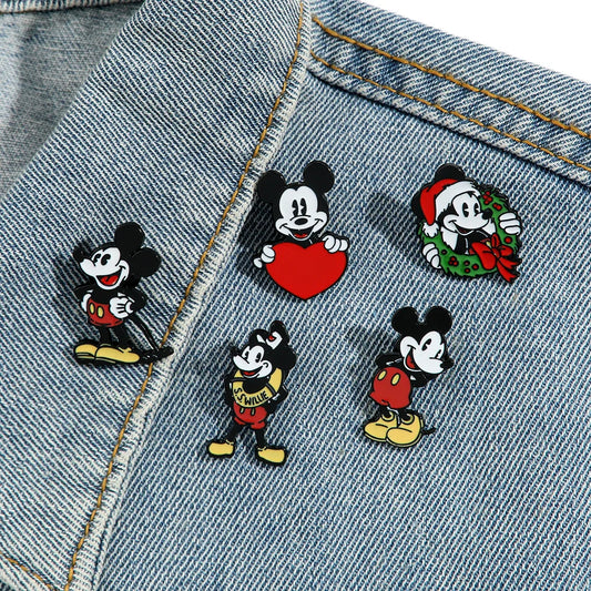 5 Pcs Mickey Mouse Enamel Pin Brooch Set