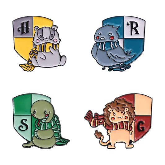 4pcs Cute Animal Shield Badge Pendant Metal Cartoon Accessories