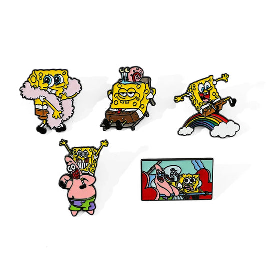 5 Pcs Cartoon Enamel Pin Set - Fashion Brooch Badge Jewelry for Clothing & Backpack