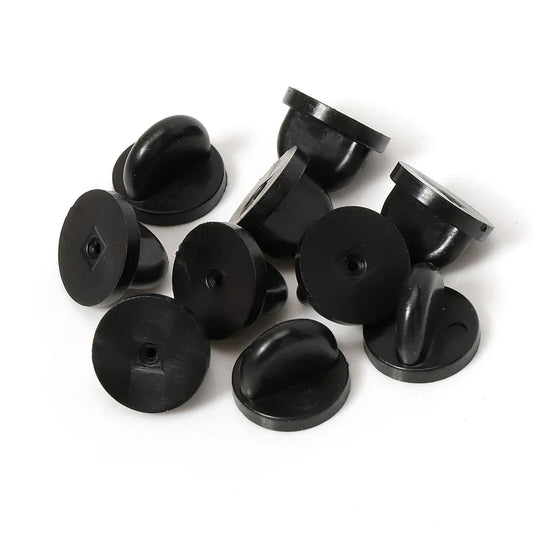 50pcs Black Rubber Brooch Pin Back Clasp Holder