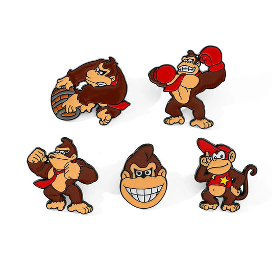 5 Pcs Cute Gorilla Alloy Brooches for Super Mario Characters