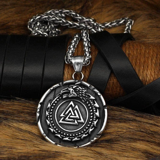 Viking Valknut Stainless Steel Pendant and Necklace