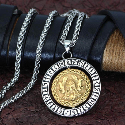 Vikings Odin Runes Stainless Steel 3D Necklace