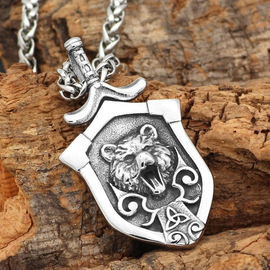 Vikings Berserker Bear Stainless Steel Necklace
