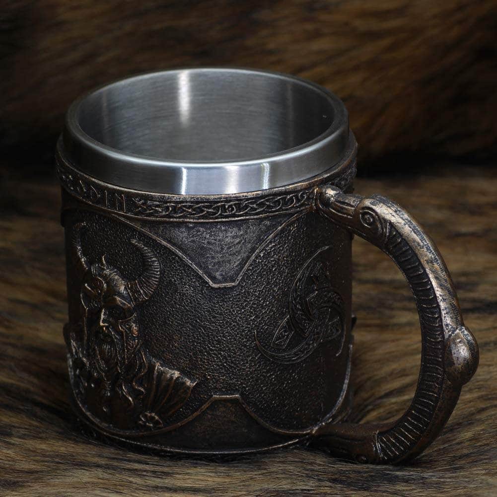 Viking Nordic Odin Raven Stainless Steel Drinking Mug