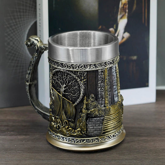Viking Valhalla Storm Heavy Stainless Steel Tankard Mug