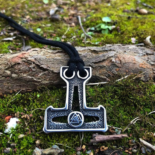 Vikings Thor's Hammer Valknut Stainless Steel Necklace