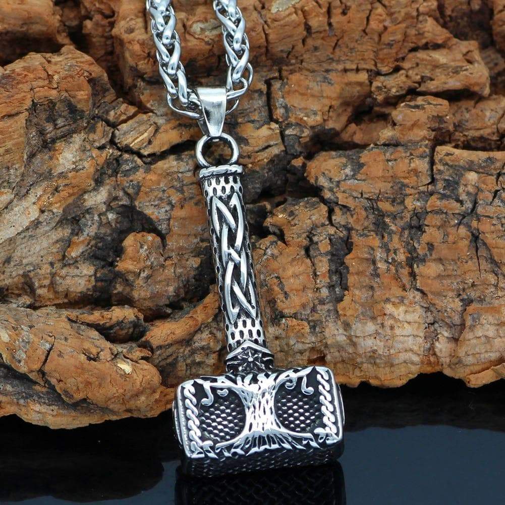 Viking Mjolnir Yggdrasil Stainless Steel Pendant
