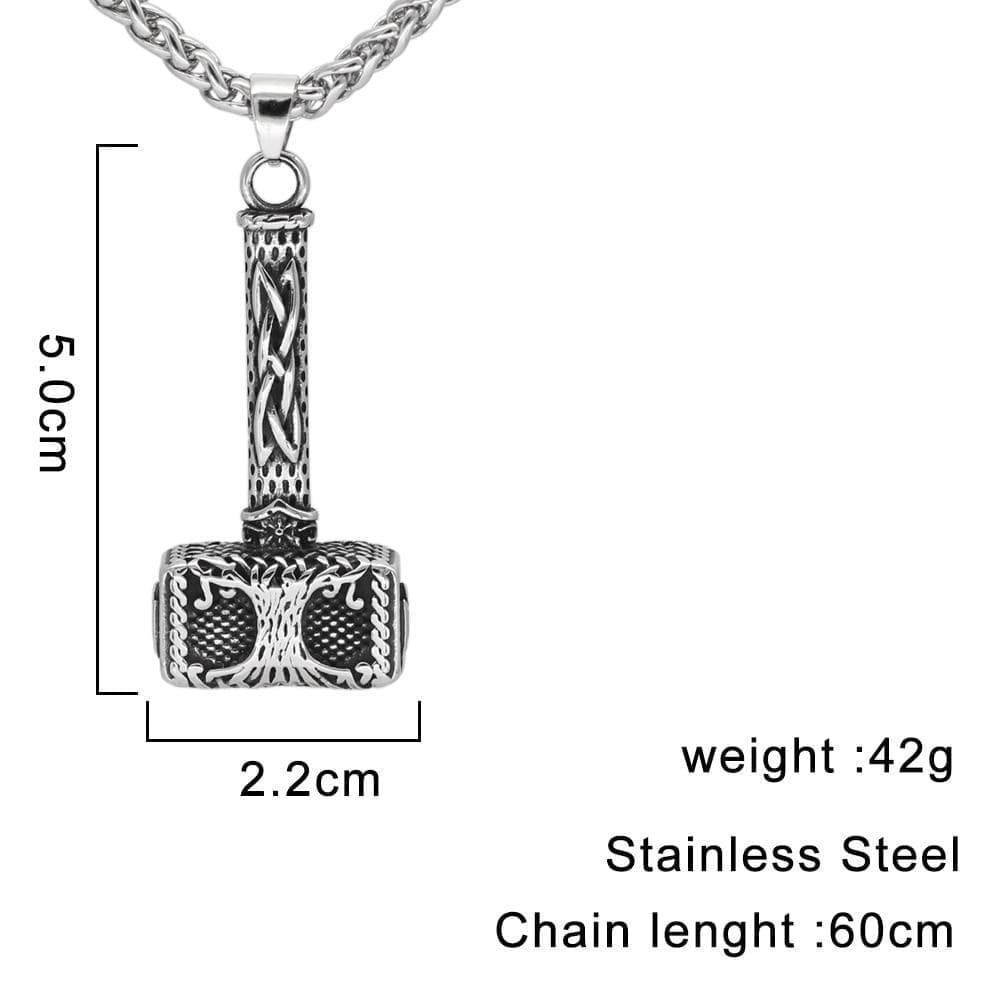Viking Mjolnir Yggdrasil Stainless Steel Pendant