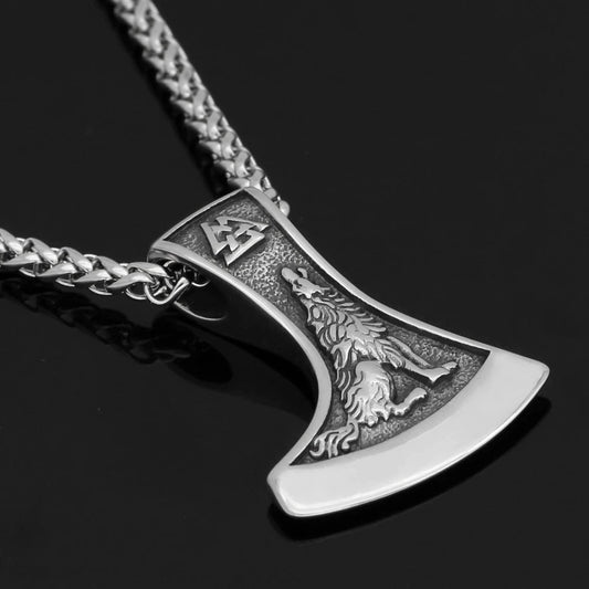 Vikings Raven and Wolf Stainless Steel Necklace