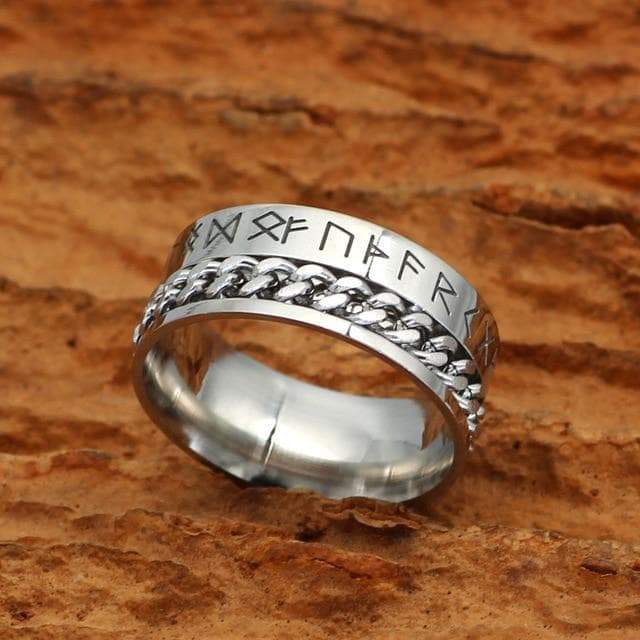 Viking Nordic Runes Solid Stainless Steel Ring