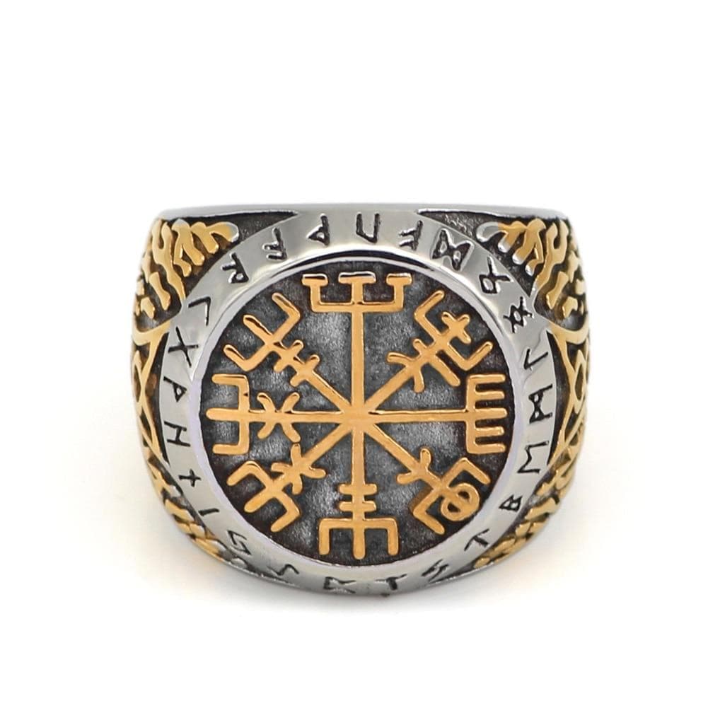 Viking Runic Vegvisir Stainless Steel Ring