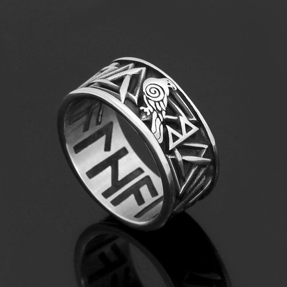 Viking Runic Raven Ring
