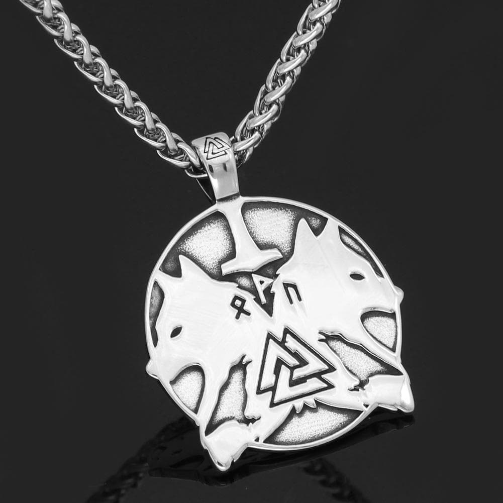 Viking Nordic Geri and Freki Odin’s Wolves Necklace