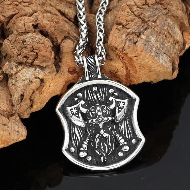 Viking Odin Shield Axe Warrior Necklace