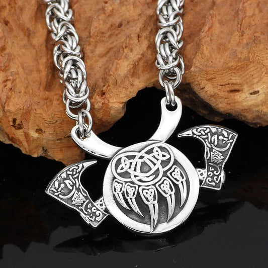 Viking Valknut Bear Paw Axe Handmade Chain