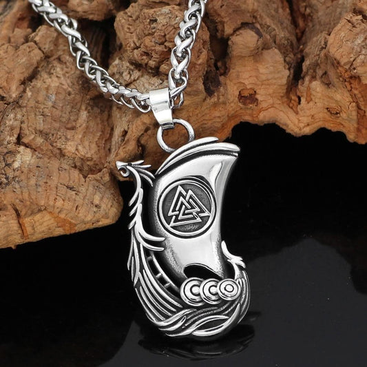 Viking Valknut Ship Necklace