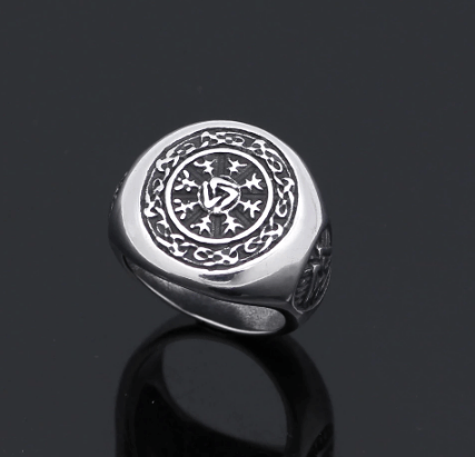 Vikings Helm of Awe Valknut Stainless Steel Ring